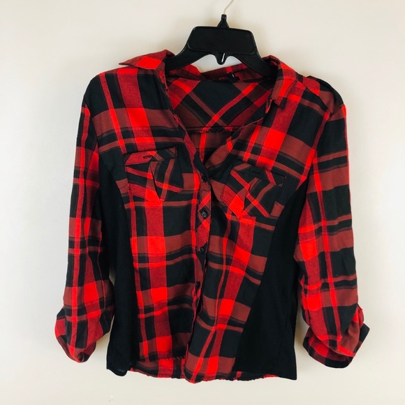 New Look Red and Black Plaid Shirt - Picture 1 of 2
